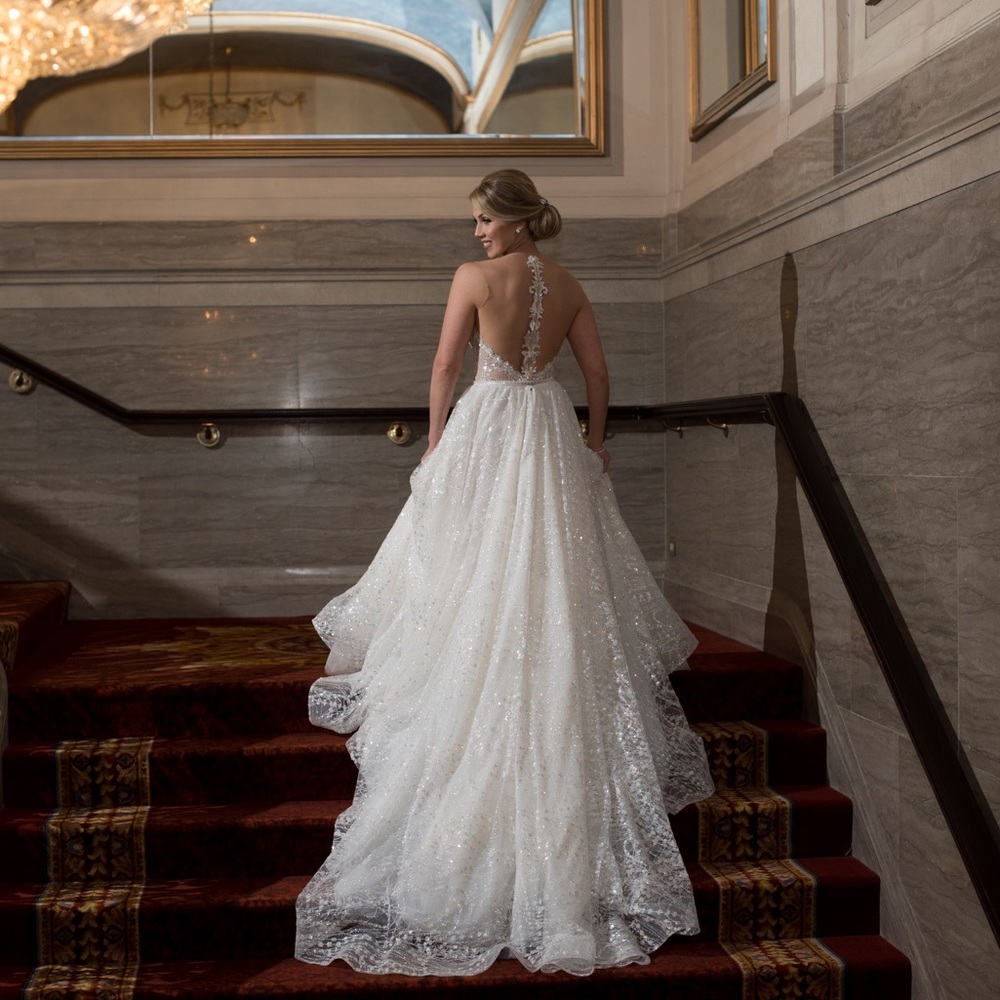 Berta16-07 illusion sweetheart w/ beaded ball gown